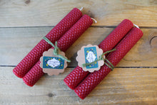 Load image into Gallery viewer, Rolled pillar Candles Pair ~Coloured Wax ~By Sunnyfields Honey