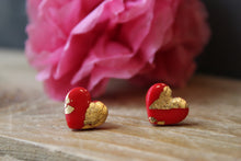 Load image into Gallery viewer, Mini Red Heart Stud Earrings ~ By Sapphire Frills