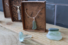 Load image into Gallery viewer, Sea &amp; River Glass Necklace on Sterling silver chain
