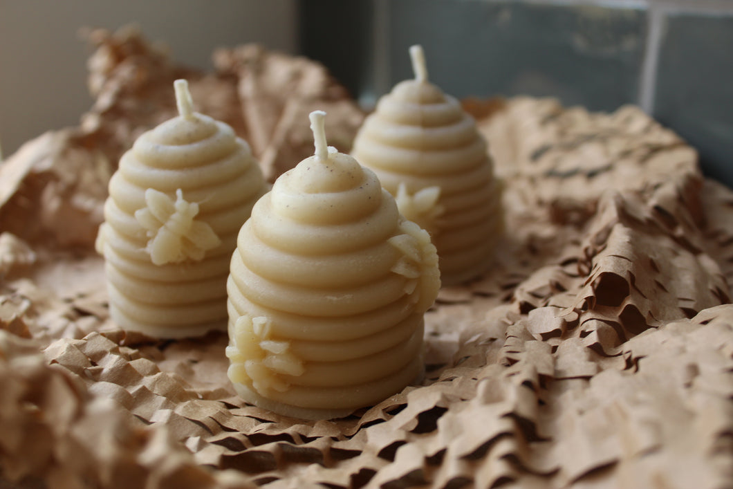 Beeswax Beehive (skep) candle ~ by Mersea Mudd Shack