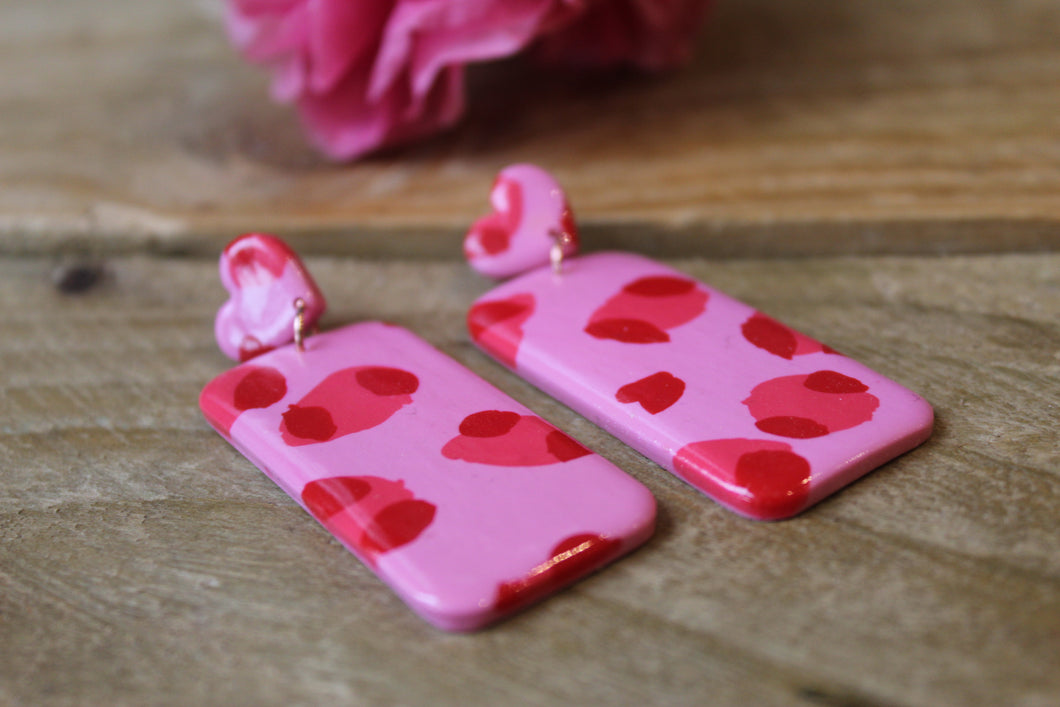 Pink Heart Rectangle dangles ~ By Sapphire Frills