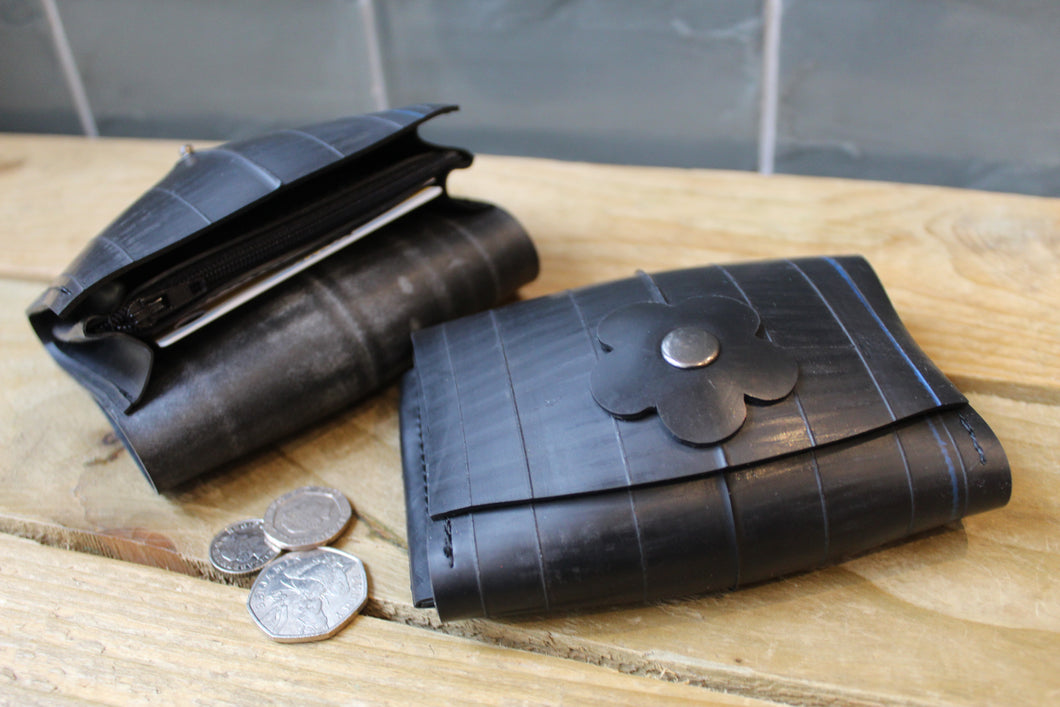 Upcycled Black expanding purse ~ By Planet Rubber