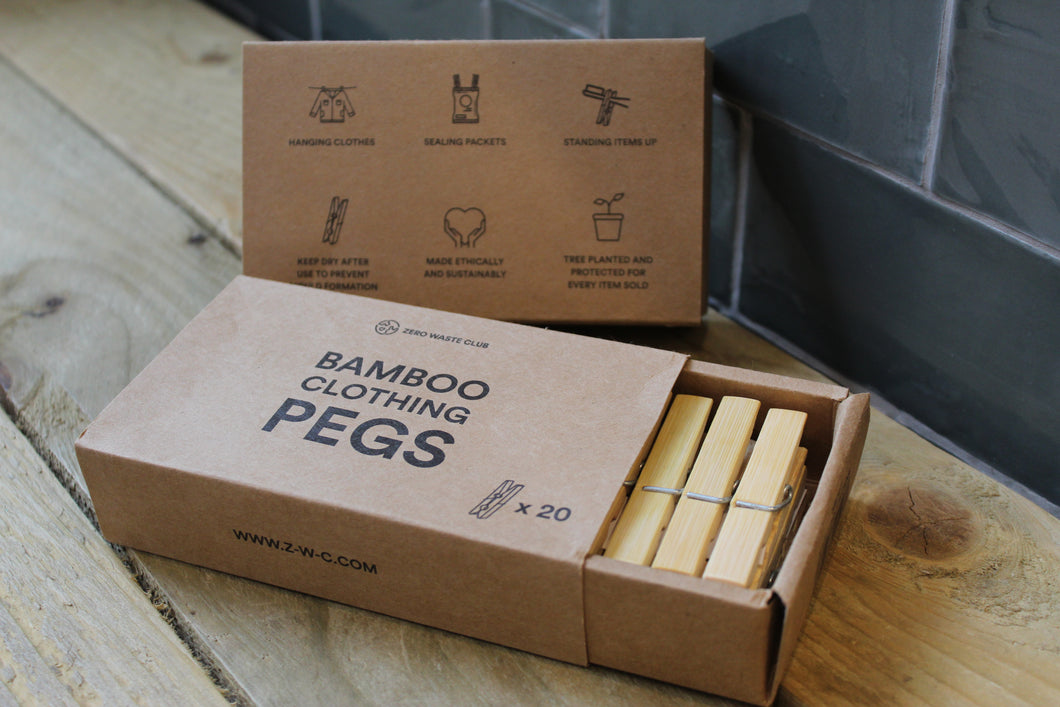 Bamboo pegs ~ Pack of 20 ~ By Zero Waste Club