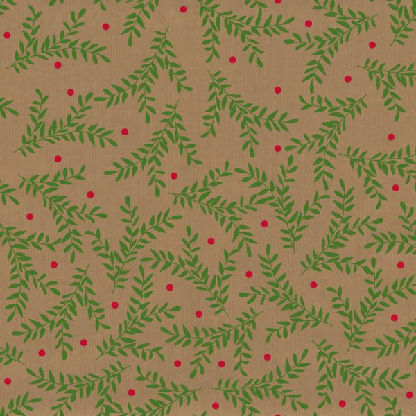 Natural Christmas Kraft Wrapping Paper - Festive Foliage