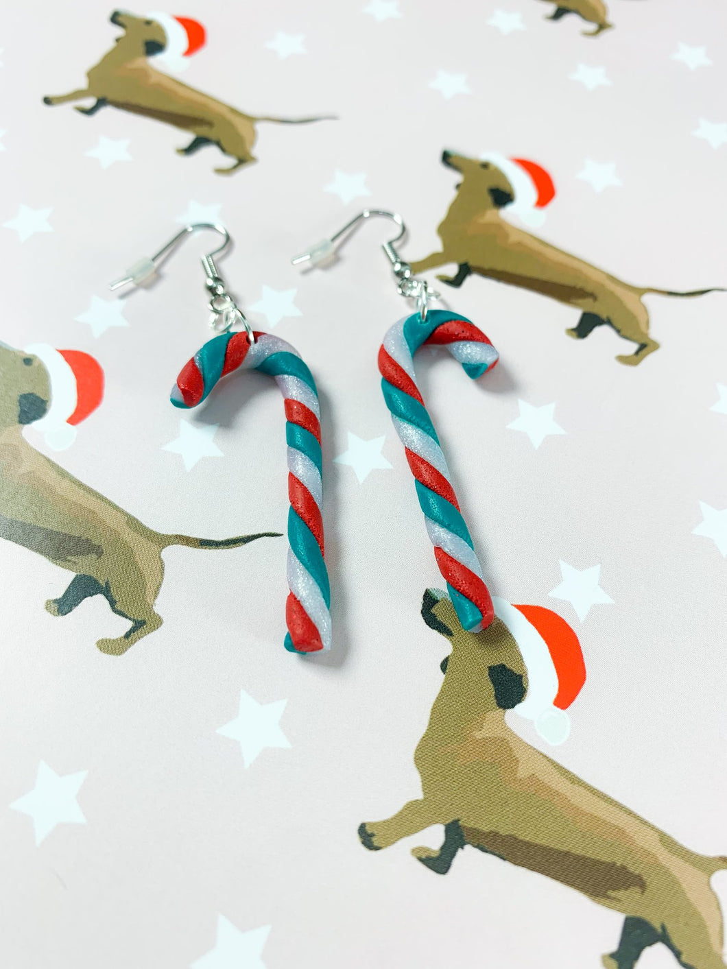 Christmas Earrings ~ Candy Cane Dangle ~ By Sapphire Frills