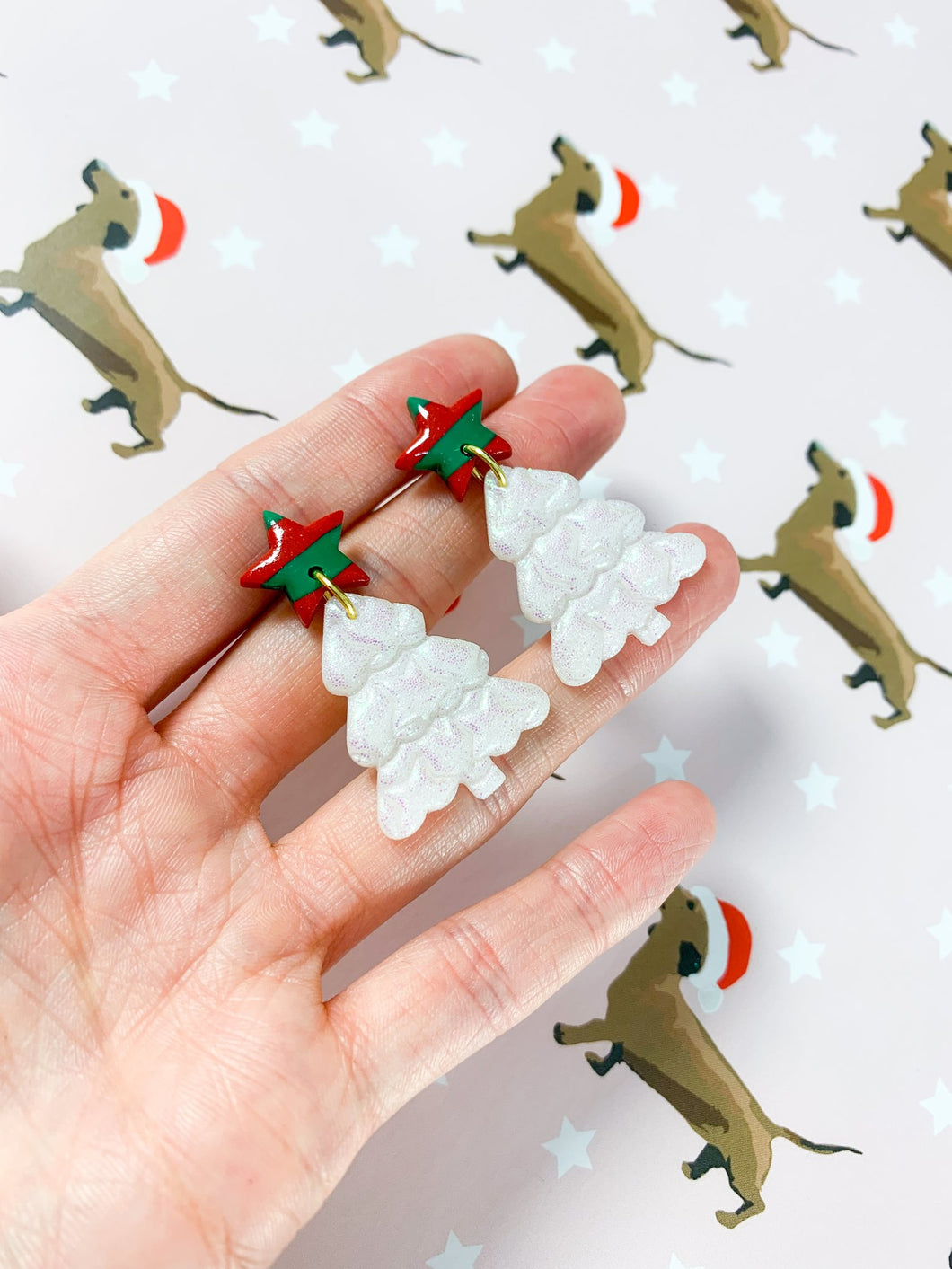 Christmas Earrings ~ Tree Star Dangle ~ By Sapphire frills