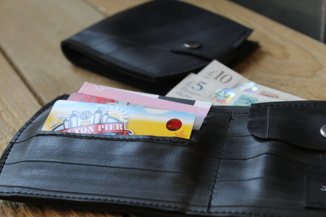Upcycled black rubber wallet ~ By planet Rubber